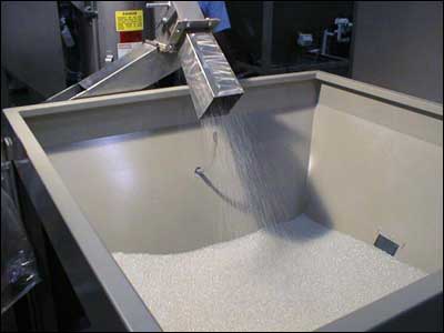 Old PET bottles are pelletized and used to make new plastic products