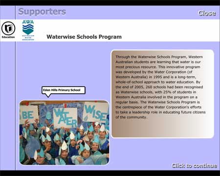 AWA supporters page from Ollie's Island CD-ROM