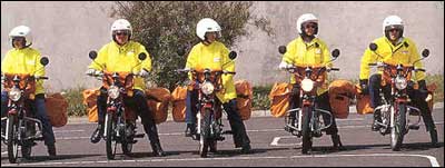 Posties on motor bikes