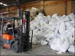 Forklift with collection bags