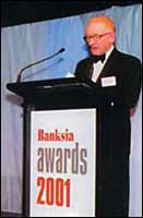 Chairman Don Swan accepts 2001 Banksia Environmental Award