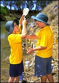 Children collecting water samples