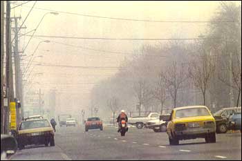 Woodsmoke haze in Launceston
