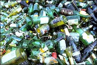 Glass bottles for recycling